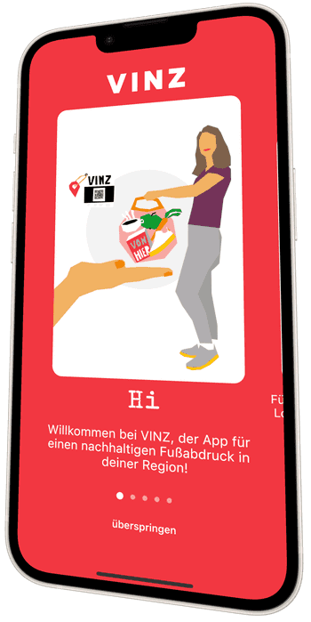 iPhone mit geöffneter VINZ App