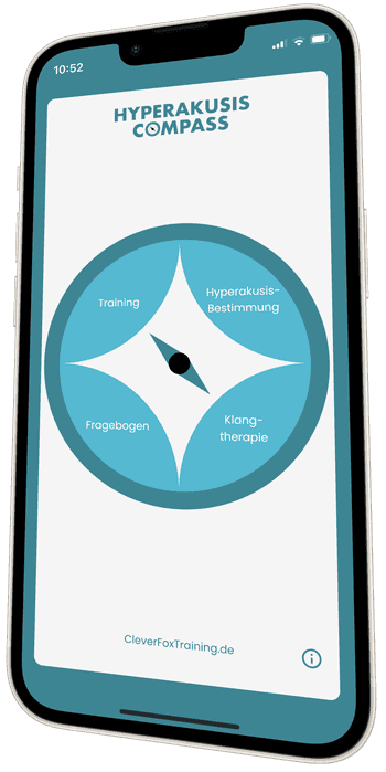 iPhone mit geöffneter Hyperakusis Compass App